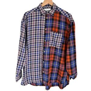 Urban Outfitters Plaid Button Up Long Sleeve‎ Shirt Red Purple Blue Size Small